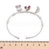 Brass Micro Pave Cubic Zirconia Fruit Charm Bangles for Women BJEW-Z089-01P-01-5