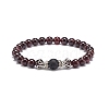 3Pcs 3 Style Natural & Synthetic Mixed Stone Round Beaded Stretch Bracelets Set BJEW-JB08586-9