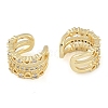 Brass Micro Pave Clear Cubic Zirconia Cuff Earring for Women EJEW-S225-19G-02-2