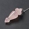 Natural Rose Quartz Pointed Dowsing Pendulums AJEW-B020-03P-07-4