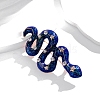 Glitter Snake Alloy Blue Enamel Safety Pin Brooch PW-WG20B7C-01-5