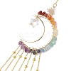 Wire Wrapped Chakra Natural Gemstone Chips Moon Hanging Ornaments HJEW-JM02370-4