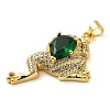 Rack Plating Brass Micro Pave Green Cubic Zirconia Pendants KK-C047-01A-G-2