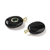 Natural Obsidian & Cubic Zirconia Pendants G-Z076-01G-19-2