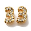 Rack Plating Number Brass Micro Pave Clear Cubic Zirconia Silde Charms KK-A231-13D-1