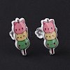Colorful Acrylic Imitation Food Stud Earrings with Platic Pins for Women EJEW-F293-02D-3