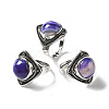 Natural Banded Agate Adjustable Rings G-P560-03AS-09-4