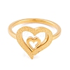304 Stainless Steel Heart Finger Ring for Women RJEW-C086-21-G-2