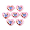 Flower Printed Opaque Acrylic Heart Beads SACR-S305-28-H02-1