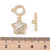 Golden Brass Micro Pave Clear Cubic Zirconia Toggle Clasps KK-B100-040G-4