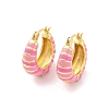 Brass & Enamel Stripe Hoop Earrings for Women EJEW-U015-02G-2