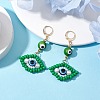 Glass Seed Bead Evil Eye Hoop Earrings EJEW-MZ00272-02-2