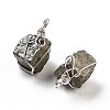 Cuboid Brass Natural Pyrite Pendants G-N0145-10P-2