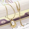 Natural Shell Pearl Polygon Pendant Necklaces NJEW-K255-11G-2