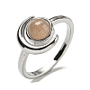 Natural Sunstone Adjustable Rings RJEW-K269-09P-02-2