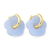 Brass Resin Flower Hoop Earrings for Women EJEW-U038-01G-06-4