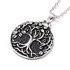 Retro Alloy Tree of Life Pendant Necklace for Men Women NJEW-B085-03-1