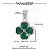 304 Stainless Steel Pave Green Cubic Zirconia Pendants CU-OY001-33G-02-2