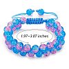 Sparkling Round Glass Braided Bead Bracelet BJEW-SW00082-16-2