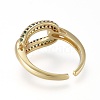 Brass Micro Pave Cubic Zirconia Cuff Rings RJEW-K232-08G-03-3