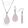 Teardrop Natural Rose Quartz Pendant Necklaces & Dangle Earrings Sets FS-WGAC060-01-2