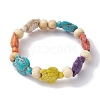 Beach Turtle Dyed Synthetic Turquoise Stretch Bracelets BJEW-JB10296-02-2