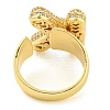 Brass Micro Pave Clear Cubic Zirconia Letter Open Cuff Ring for Women RJEW-M173-01G-K-3