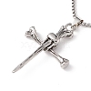Alloy Cross with Skull Pendant Necklace with 201 Stainless Steel Box Chains NJEW-E016-03AS-3