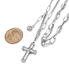 304 Stainless Steel Cross Pendant Chain Necklaces NJEW-M078-05P-5