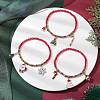 3Pcs 3 Styles Christmas Theme Glass Beaded Stretch Bracelet Sets for Women BJEW-TA00534-2