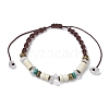 Chip Natural Quartz Crystal & Synthetic Turquoise Braided Beaded Bracelets BJEW-JB11018-1