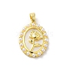 Brass Pave Natural White Shell Pendants KK-D095-04A-G-1