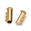 3-Strands 6-Holes Tube Brass Magnetic Slide Lock Clasps X-KK-D473-G-NF-3