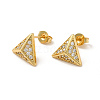 Rack Plating Brass Micro Pave Clear Cubic Zirconia Triangle Stud Earrings EJEW-F301-22-2