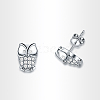 Owl Real Platinum Plated Fashion Eco-Friendly Brass AAA Cubic Zirconia Ear Studs EJEW-AA00151-P-1