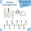 30Pcs 10 Styles Electroplated Glass European Dangle Charms PALLOY-AR00049-2