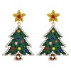 Christmas Trees with Star Alloy Dangle Stud Earrings for Women EJEW-Z078-02A-2