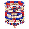 8Pcs 1Bag Rugby Polymer Clay Heishi & CCB Plastic Beaded Stretch Bracelets Set BJEW-PA0001-12A-1