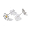 Anti-Tarnish Enamel Daisy Rhodium Plated 999 Sterling Silver Stud Earrings for Women EJEW-S215-12P-3