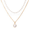 Double Layer Alloy with Plastic Pearl Pendant Necklaces for Women WG5D178-03-3