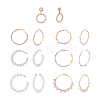 7 Pairs 7 Style Resin Pearl Beaded C-shape & Ring Dangle Stud Earrings FIND-KS0001-16-1