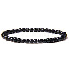 4mm Round Natural Obsidian Beads Bracelet for Men KG3069-18-1