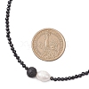 Faceted Round Natural Black Spinel & Lava Rock Beaded Necklaces NJEW-JN05128-3