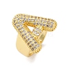 Rack Plating Brass Micro Pave Clear Cubic Zirconia Cuff Finger Rings for Women RJEW-M028-01G-3