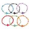 6Pcs Synthetic Turquoise Beaded Stretch Bracelets BJEW-JB11218-4