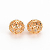 Hollow Brass Micro Pave Clear Cubic Zirconia Beads KK-S360-057A-NF-1
