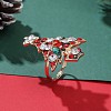 Christmas Tree Alloy Coloful Rhinestone Adjustable Rings FS-WG4E2D0-01-3