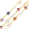 Natural Mixed Gemstone Nuggets & Colorful Glass Evil Eye Beaded Chain CHC-G017-11G-1