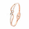 Crystal Rhinestone Wave Bangle with Roman Numeral BJEW-N017-009RG-3