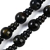 Natural Yellow Tiger Eye & Dyed Blue Tiger Eye 3-Hole Guru Beads Strands G-H064-E05-01B-1